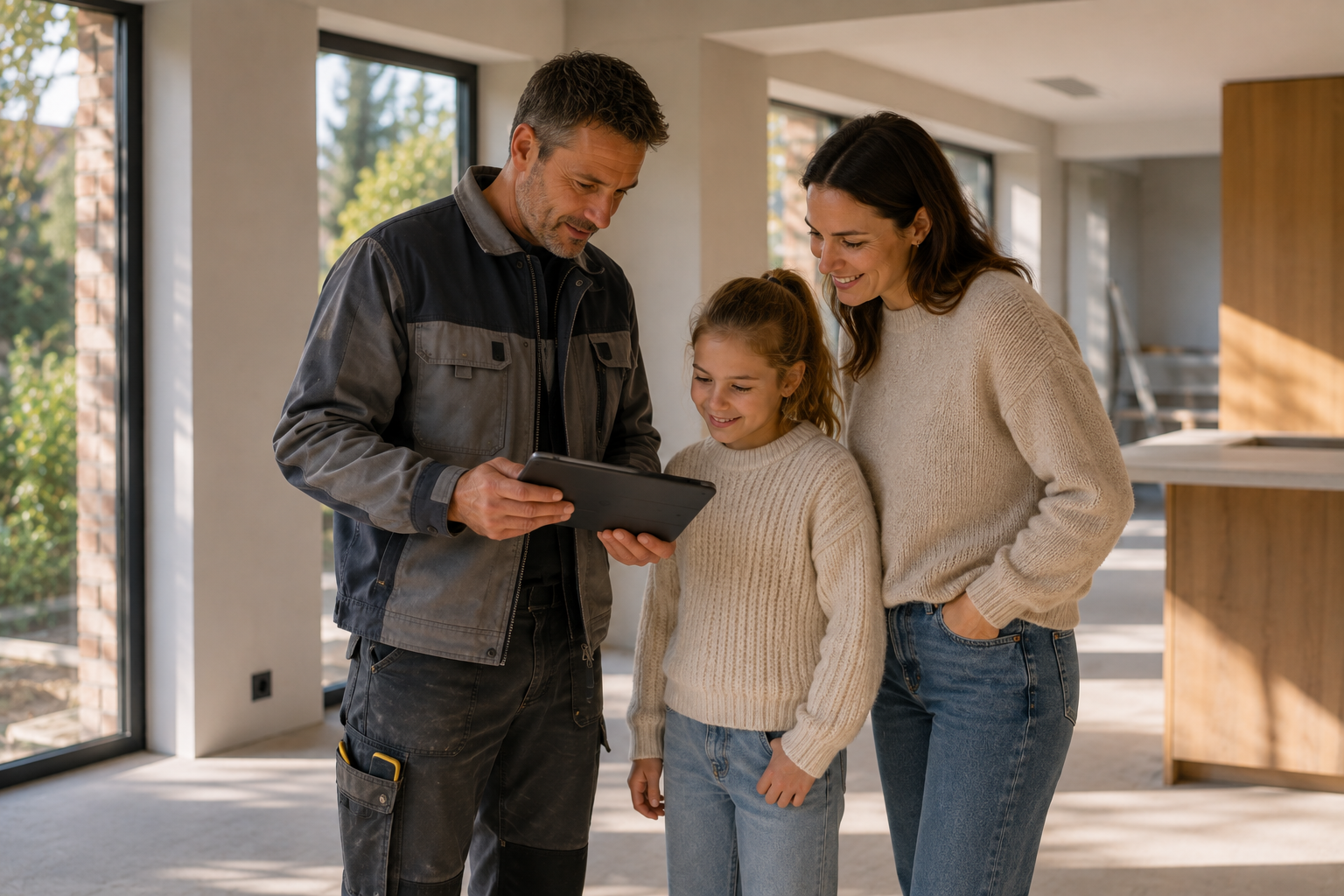 Gezin krijgt persoonlijke uitleg bij de oplevering van hun nieuwbouwwoning